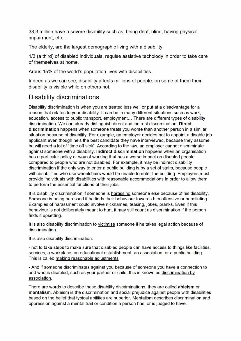 Disability
discriminations
Marie, Emma, Manon and Sacha
Def: (of a person) having a physical or mental condition that limits their movements