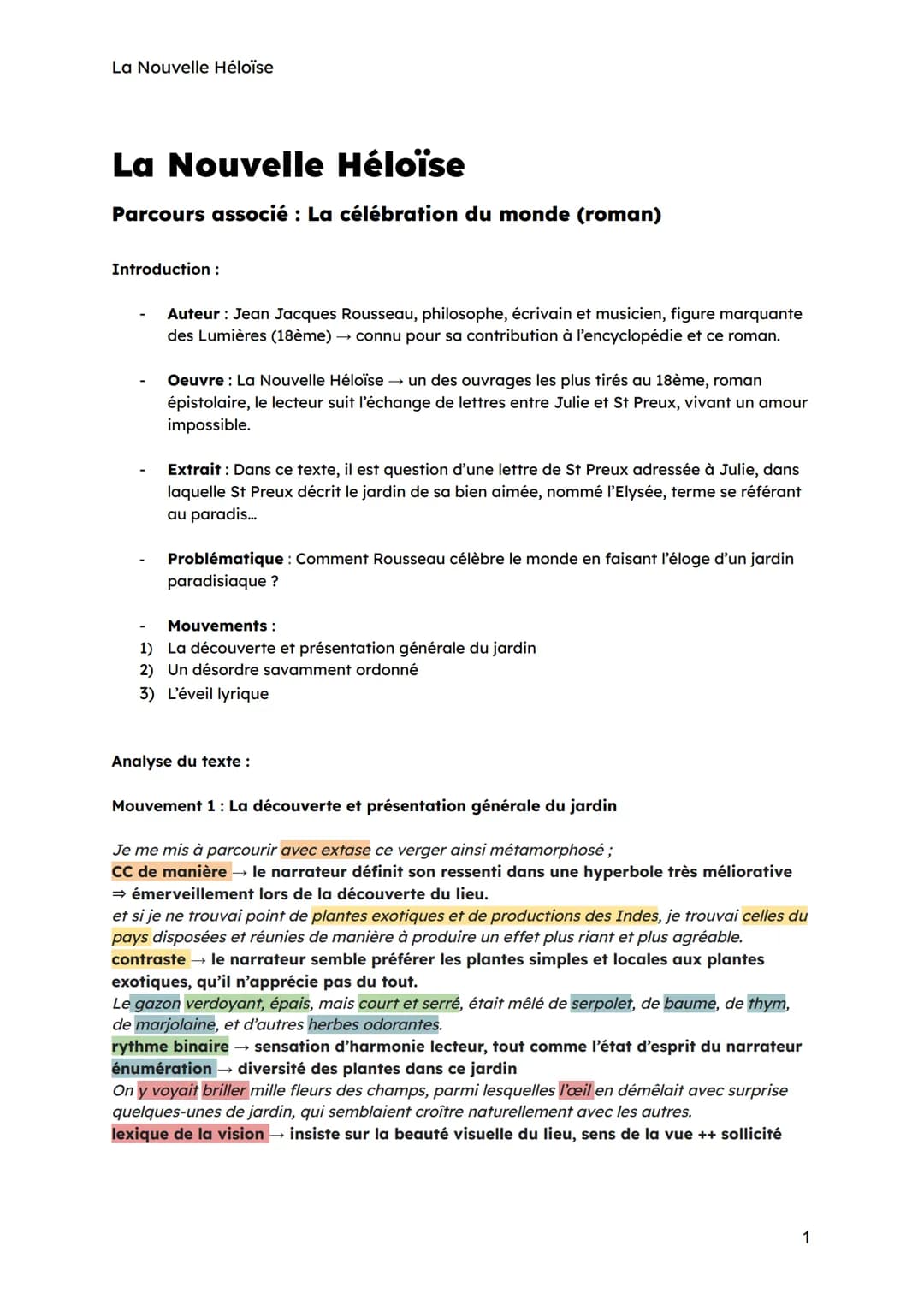 La Nouvelle Héloïse
La Nouvelle Héloïse
Parcours associé : La célébration du monde (roman)
Introduction :
Auteur : Jean Jacques Rousseau, ph
