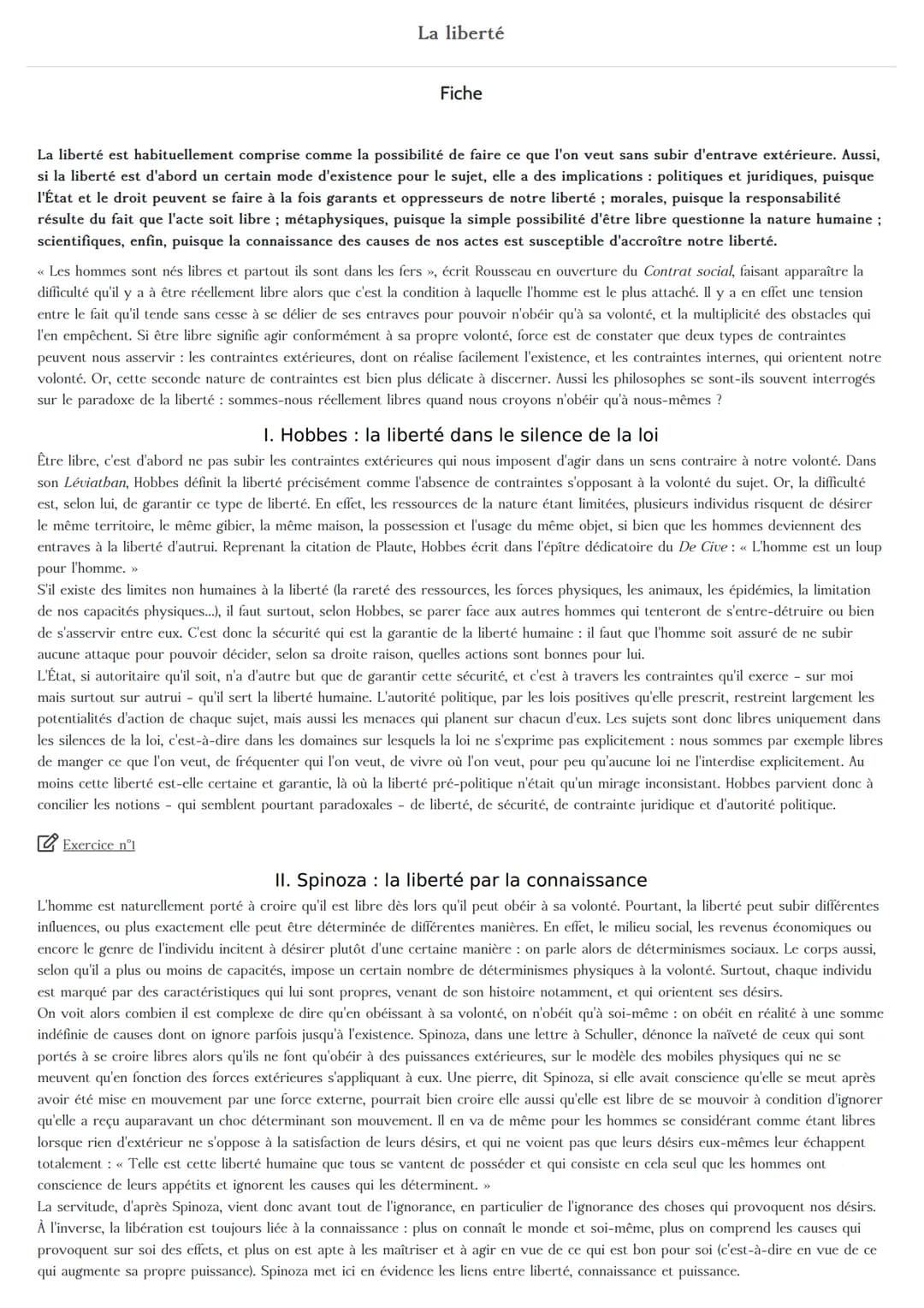 La liberté
Fiche
La liberté est habituellement comprise comme la possibilité de faire ce que l'on veut sans subir d'entrave extérieure. Auss