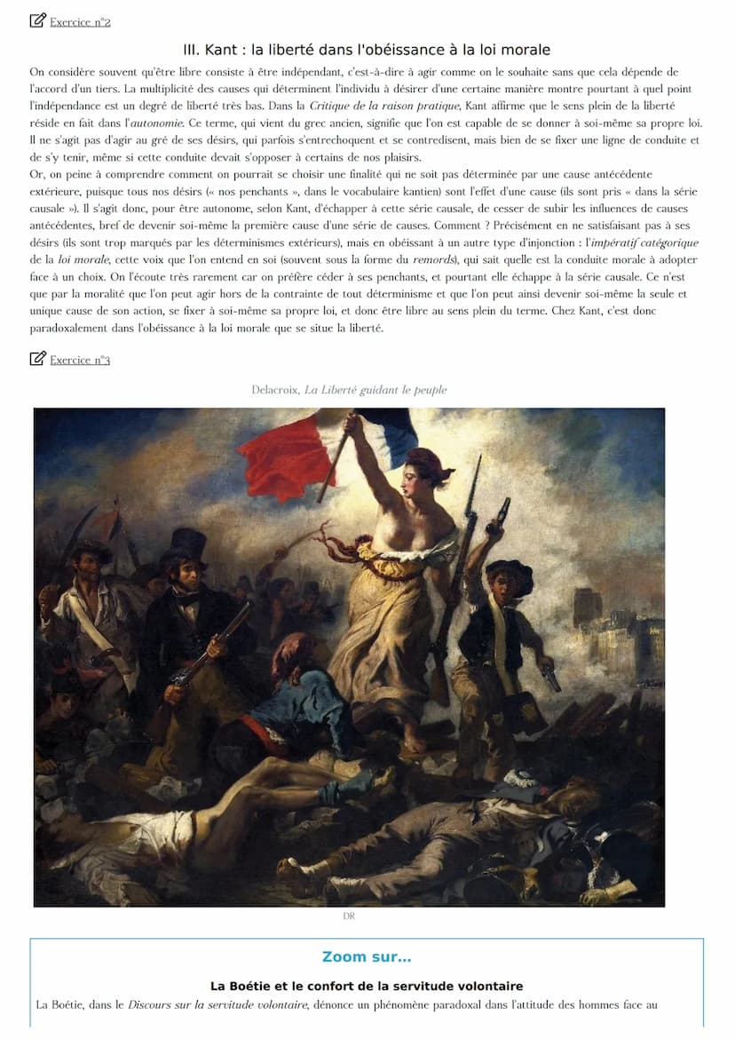 La liberté
Fiche
La liberté est habituellement comprise comme la possibilité de faire ce que l'on veut sans subir d'entrave extérieure. Auss