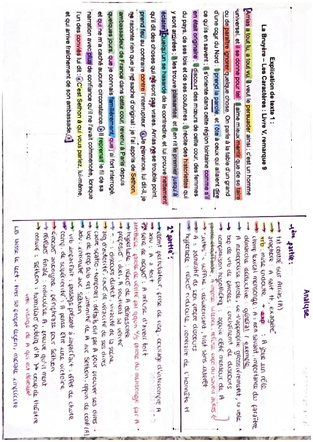Explication de texte 1:
La Bruyère - Les Caractères : Livre V, remarque 9
[Arrias a tout lu, a tout vu, il veut le persuader ainsi ; c'est u