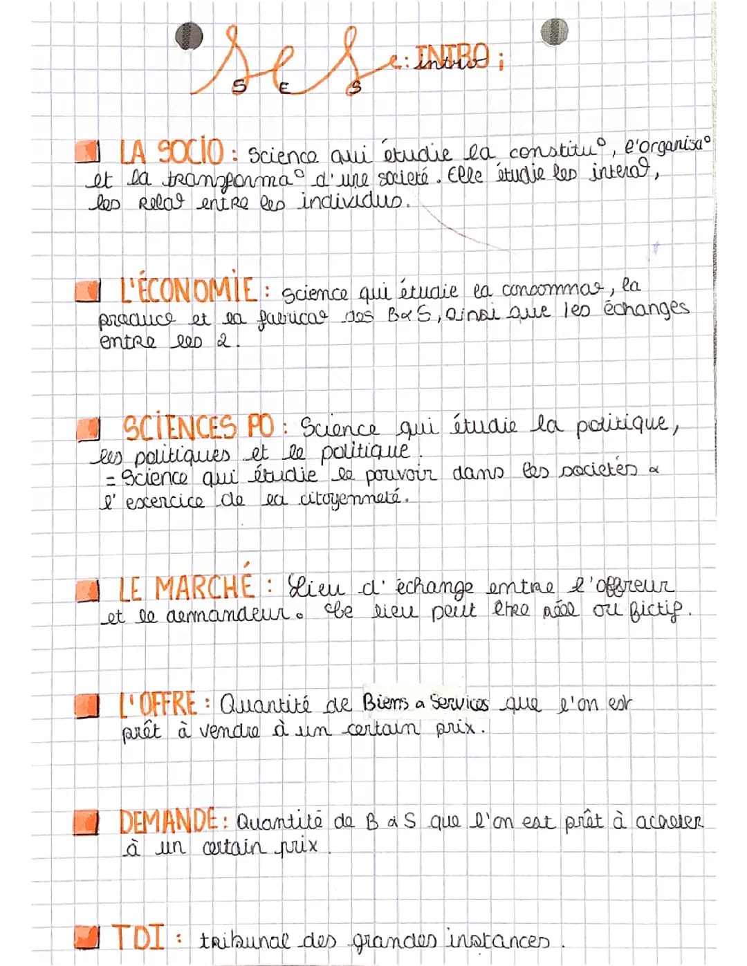 Définitions d’introduction aux SES 
