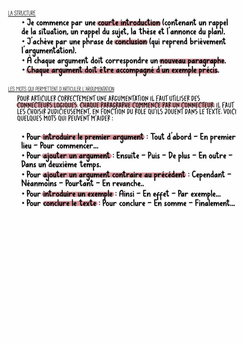 Francais
Construire une argumentation efficace
Pour défendre une idée, il convient de trouver des arguments et
de savoir les présenter clair