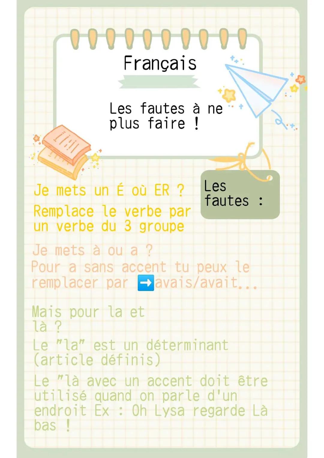 FRANÇAIS les fautes à ne plus faire