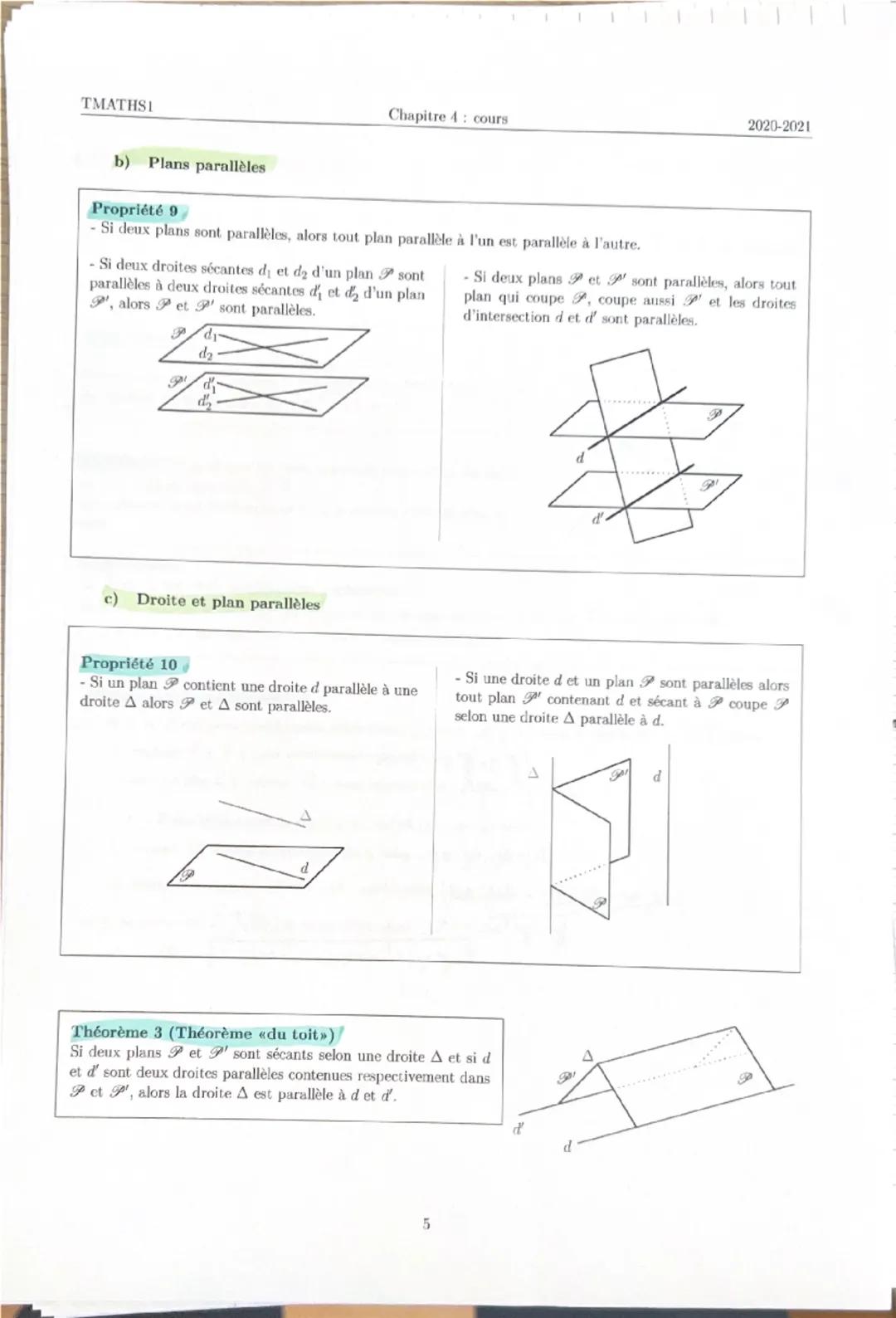 --- OCR Start ---
TMATHSI
Chapitre 4: cours
2020-2021
Vecteurs, droites et plans de l'espace
I Vecteurs de l'espace
1) Définitions
On étend 