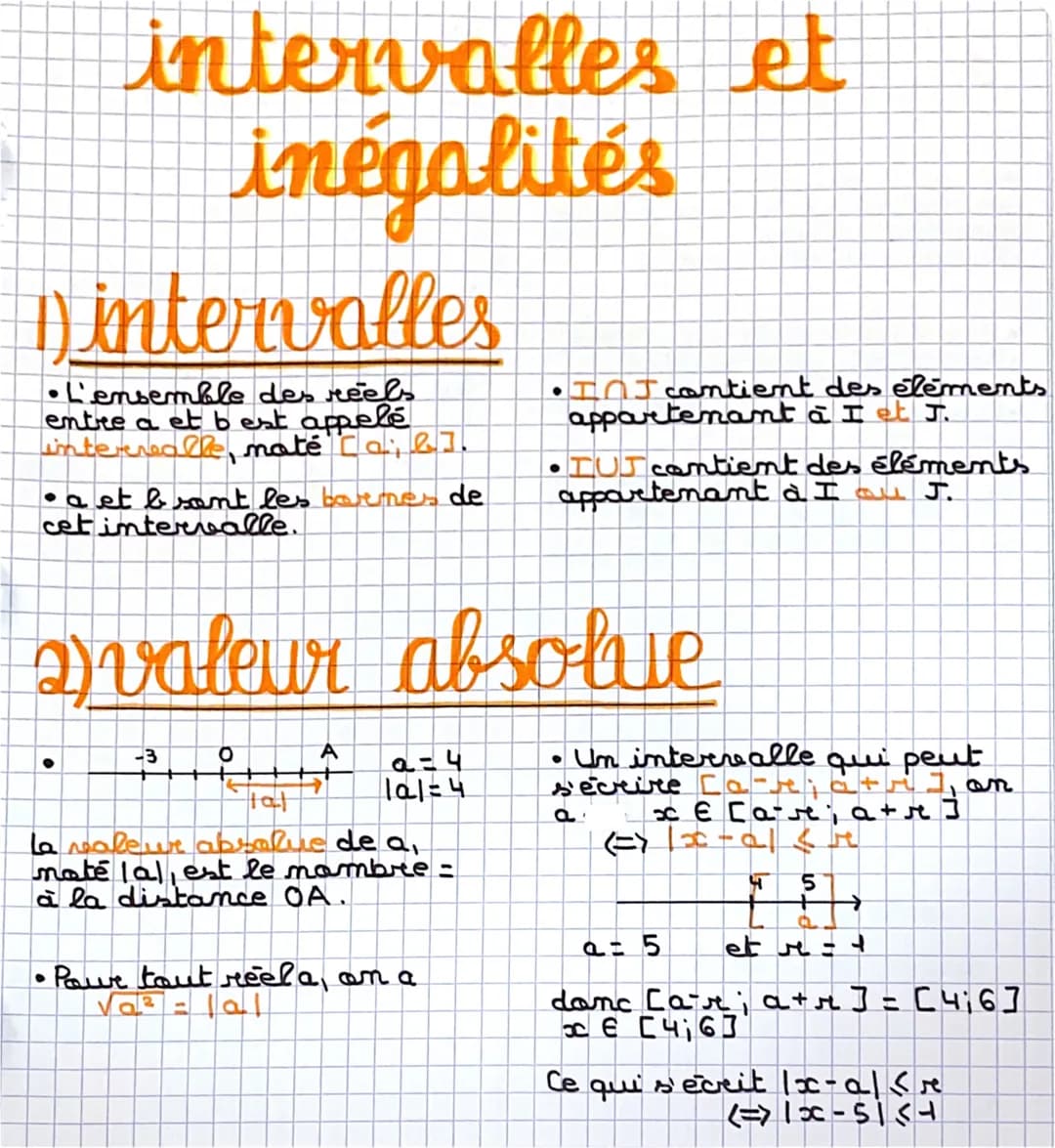 intervalles et
inégalités
1) intervalles
•L'ensemble des réels
entre a et best appelé
internealle, naté (a, b].
•a et b sont les bornes de
c