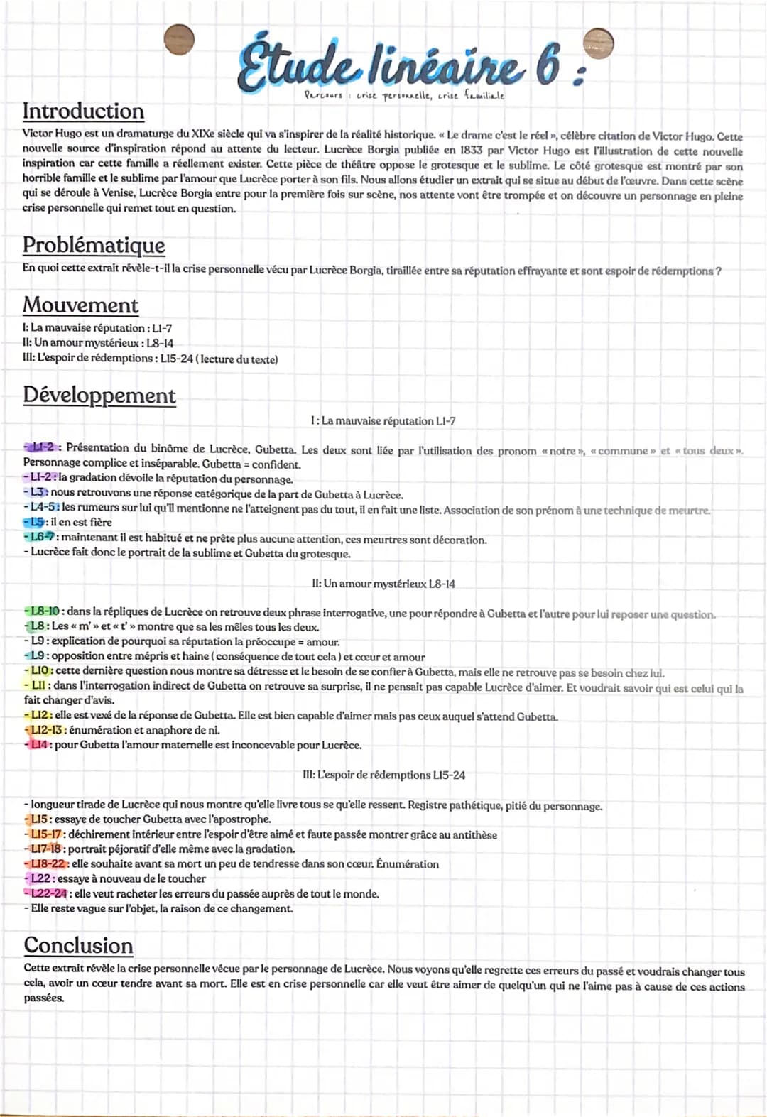 Étude linéaire 6:
Parcours crise personnelle, crise familiale.
Introduction
Victor Hugo est un dramaturge du XIXe siècle qui va s'inspirer d