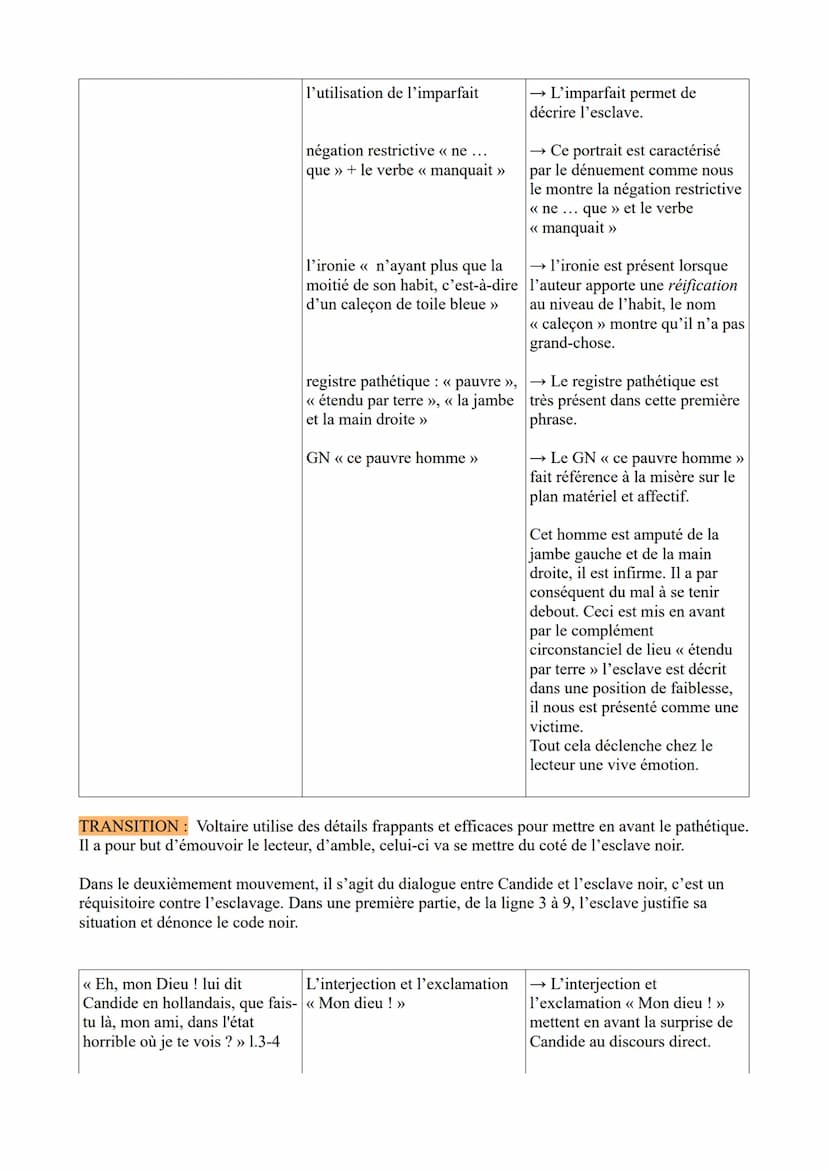 ÉTUDE LINÉAIRE N°5 : PARCOURS ASSOCIE: Écrire et combattre pour l'égalité
Texte 2: Voltaire, Candide, chapitre 19, « le nègre de Suriman » d
