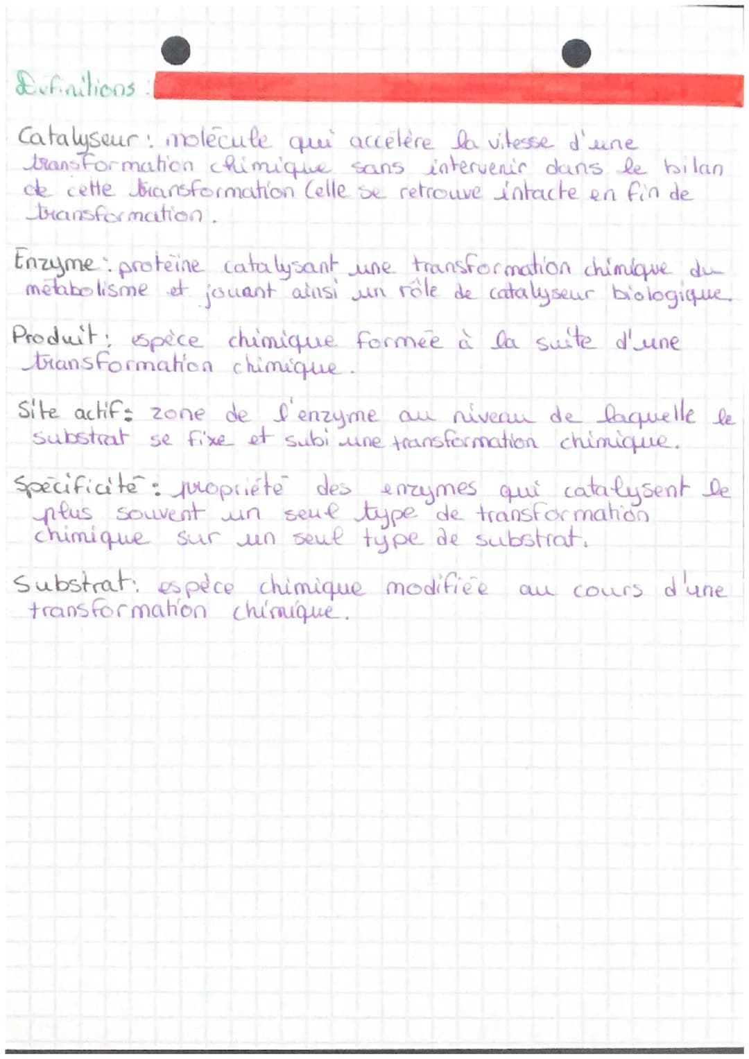 V
S
Les Enzymes~~
1. Les enzymes, des catalyseurs biologiques:
→ Une enzyme accélère le déroulement d'une reaction chimique,
au cours de laq