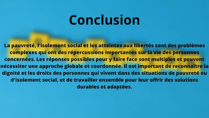 Pauvreté, isolement et entrave à
l'exercice des libertés Introduction
La pauvreté, l'isolement social et les atteintes aux libertés sont des