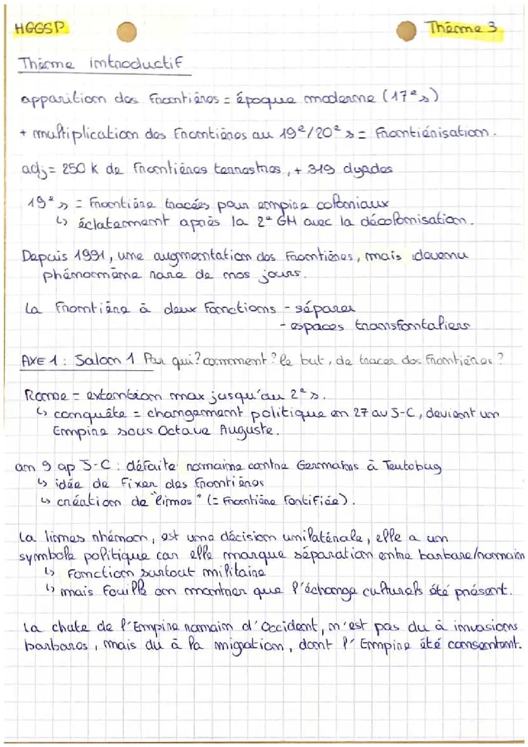 Les Frontières HGGSP Première - Cours, Dissertation et Quiz