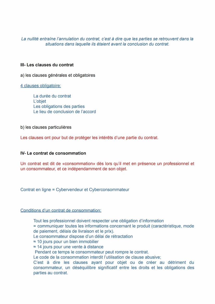 Droit:
Chapitre 1 «La formation du contrat>>
I- Le contrat et les obligations des parties
Un contrat est un accord entre 2 ou plusieurs pers