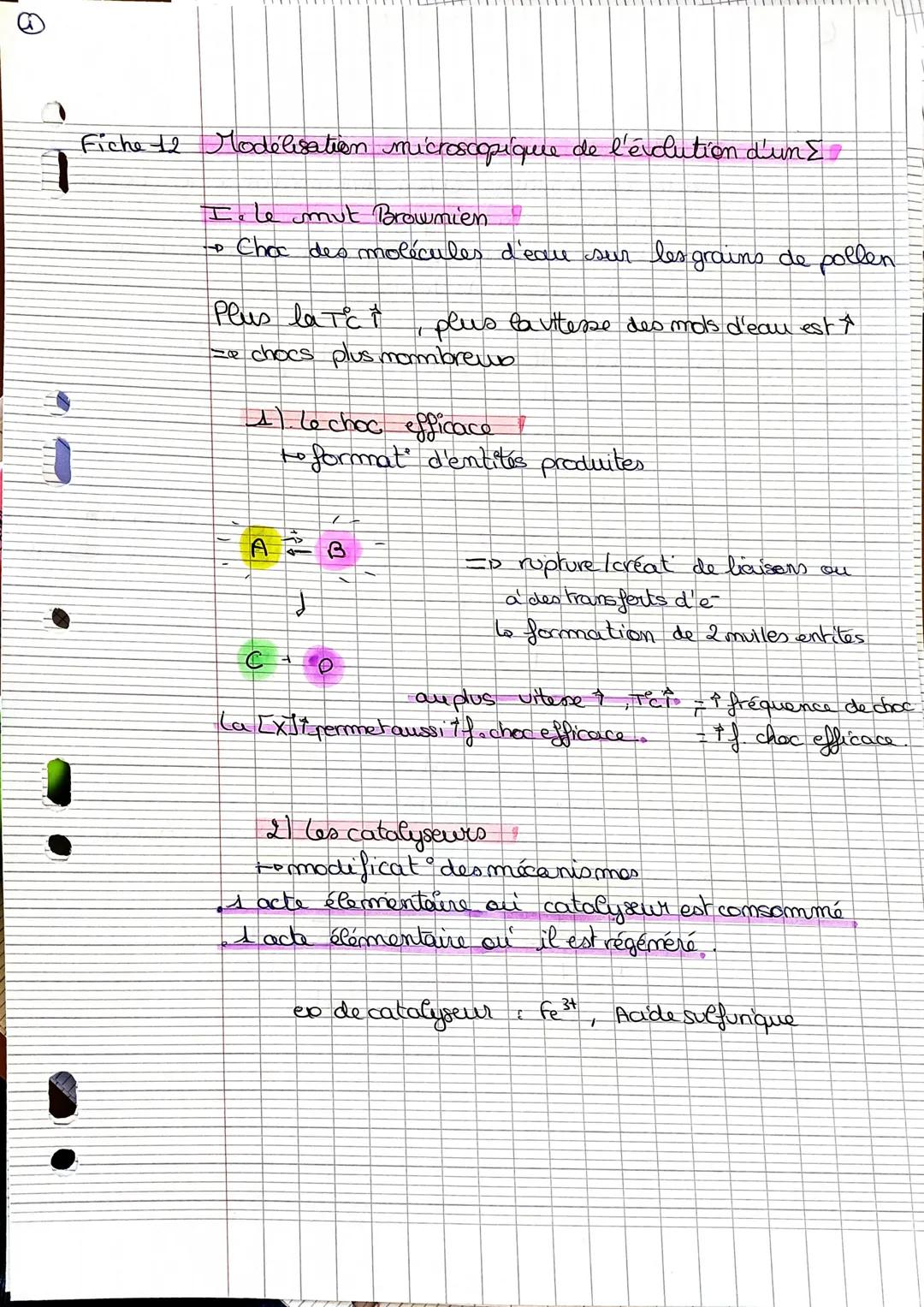 Fiche 12 Modélisation microscopiqueue de l'évolution d'une

I. le mut Brownien
→Choc des molécules d'eau sur les grains de pollen

Plus la t