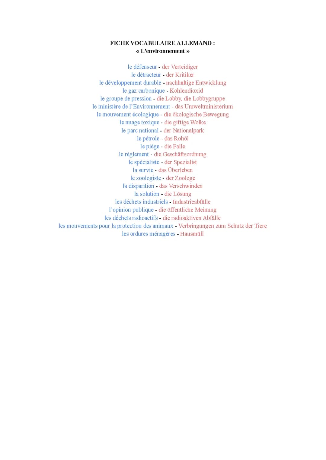 Apprends le vocabulaire allemand sur l'environnement et plus!