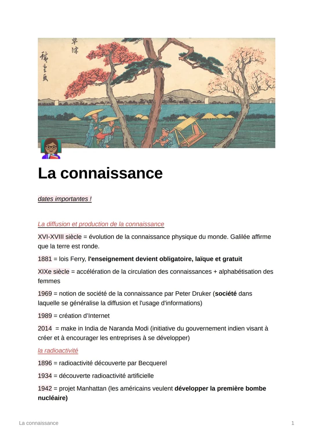 型主風
ay to
La connaissance
dates importantes !
La diffusion et production de la connaissance
XVI-XVIII siècle = évolution de la connaissance 
