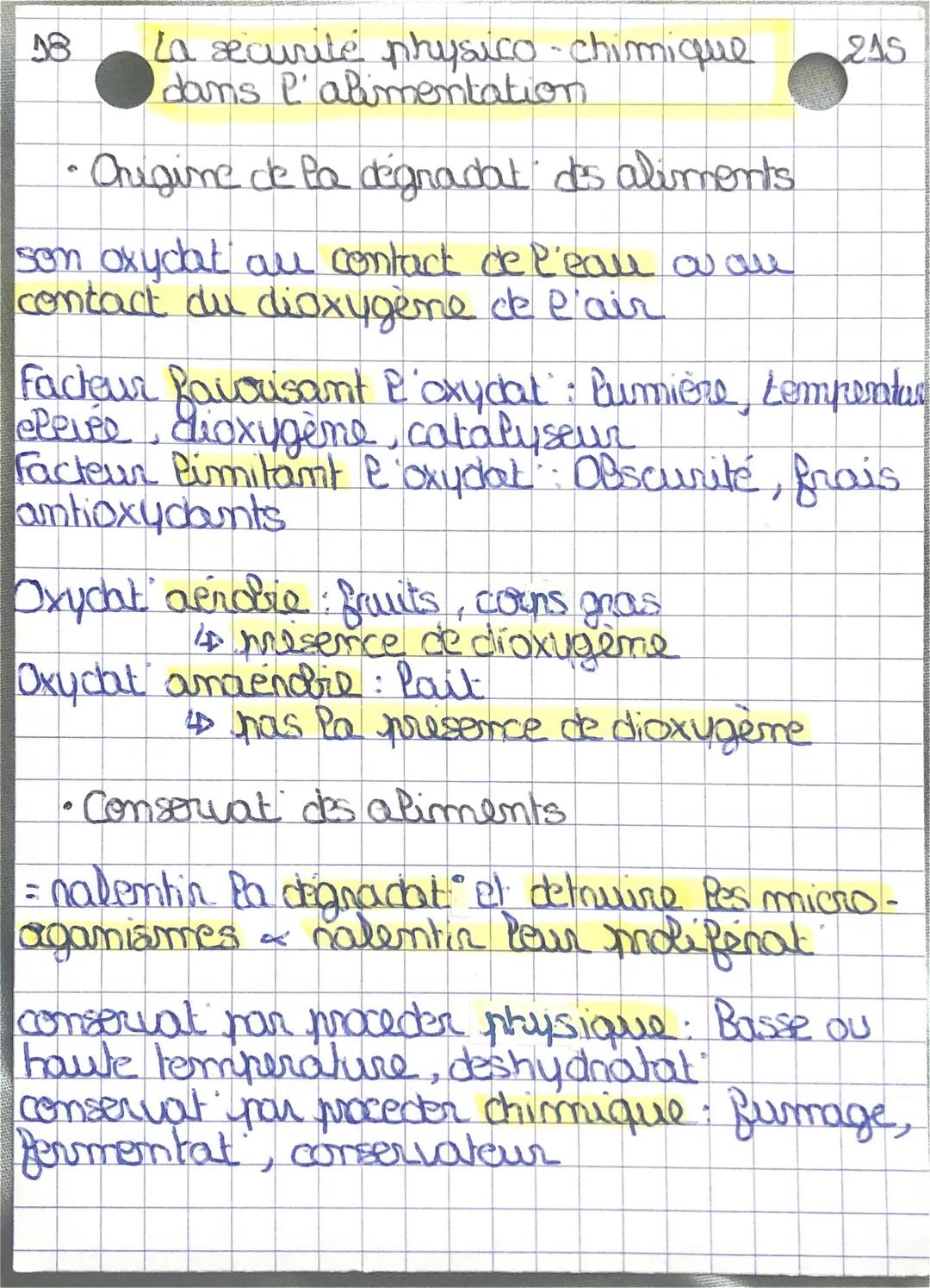 S
La securité physico-chimique ZAS
dans l'alimentation
• Origine de la dégradat des aliments.
som oxycat all contact de l'eau a an
contact d