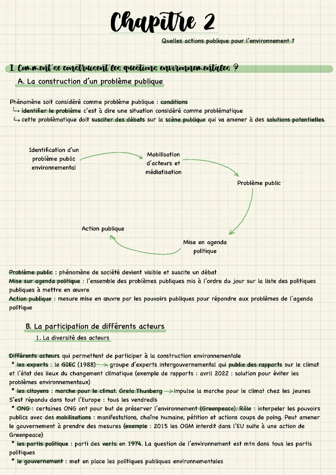 Quelles actions publiques pour l'environnement SES Terminale - Fiche de révision facile