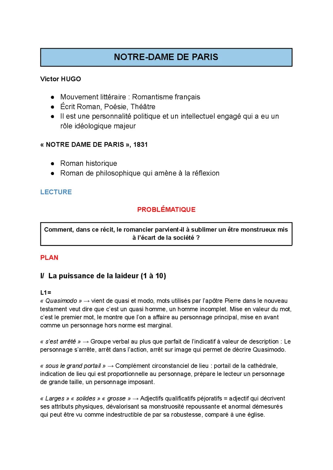 ANALYSE - NOTRE DAME DE PARIS 