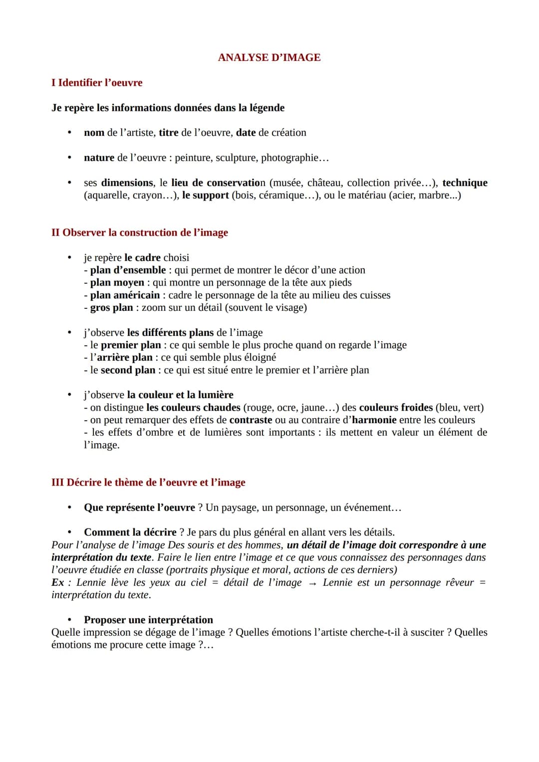 I Identifier l'oeuvre
Je repère les informations données dans la légende
nom de l'artiste, titre de l'oeuvre, date de création
●
●
II Observ