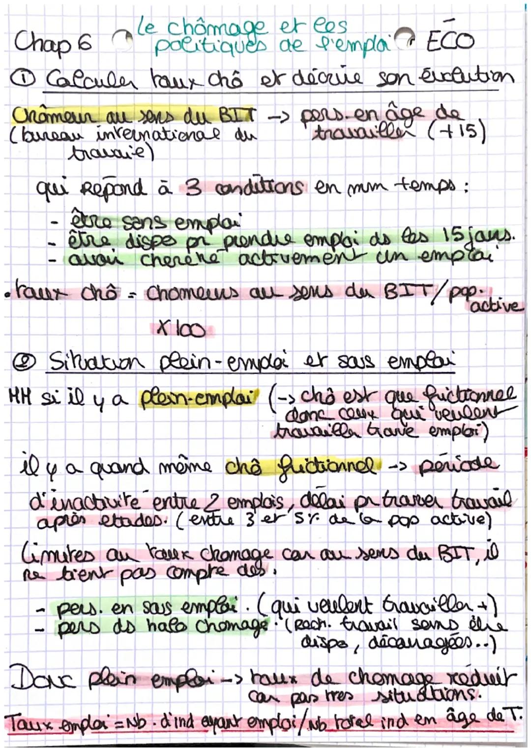 Chap le
6 politiques de l'e
S'empla ECO

① Calculer baux chô et décrue son eucaution

Crômeur au sens du BIT - pers. en âge de
(bureau inter