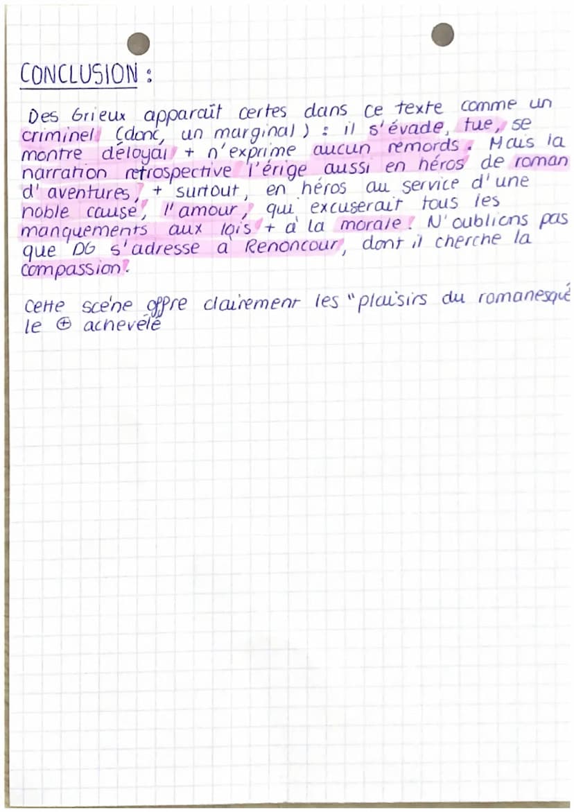 Her arg: valeurs
Superlang rappelle valeur
suprême de la lib =>
explique son évasion
confirme possibilité
valeur causale.
eloquence laisse
p
