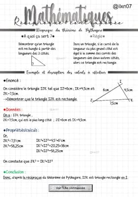 Know MATHEMATIQUES réciproque de Pythagore (fiche quadrillée) thumbnail