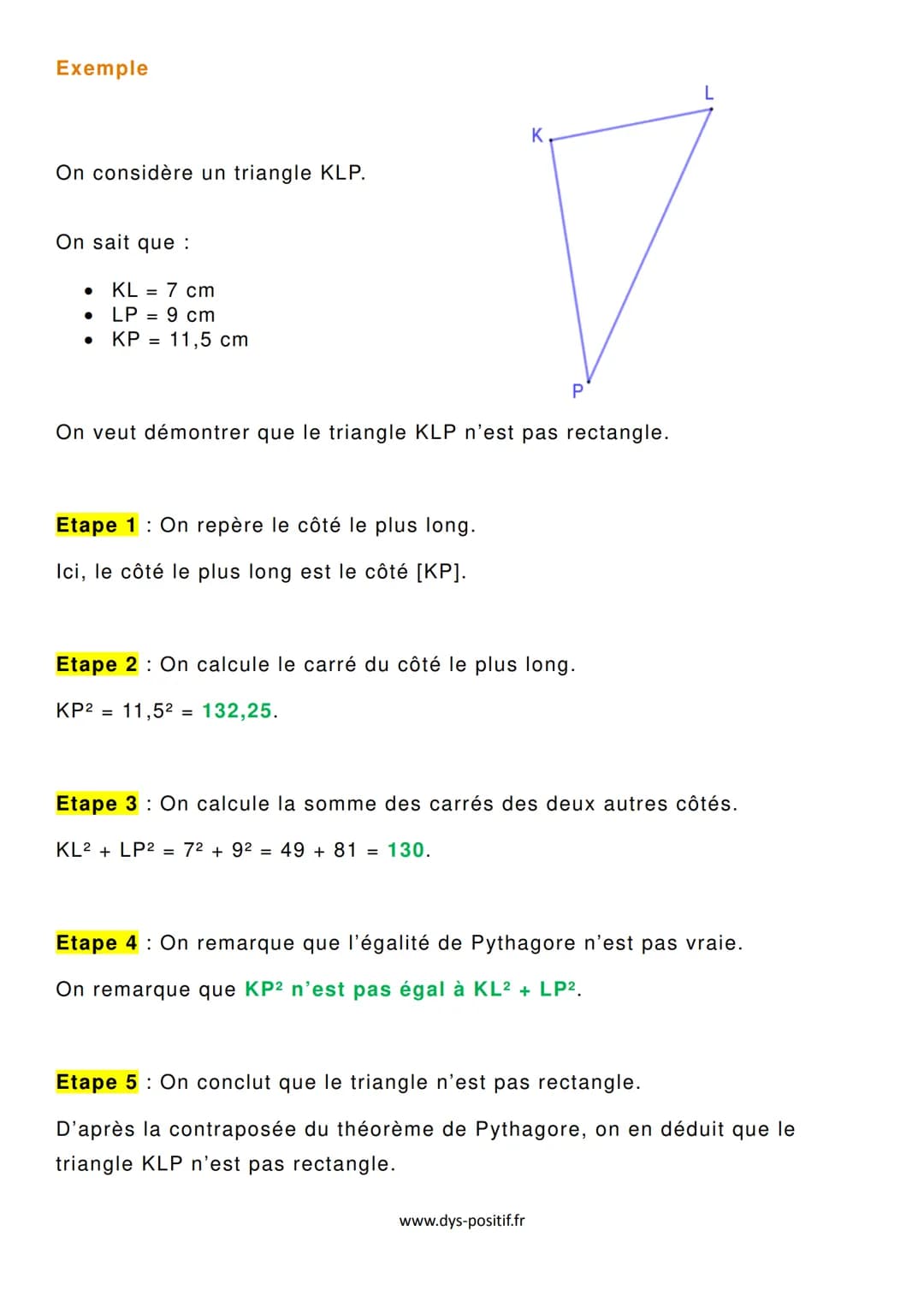 1- Démontrer qu'un triangle est rectangle
Réciproque du théorème de Pythagore
Si dans un triangle ABC on a l'égalité BC² = AB² + AC², alors 
