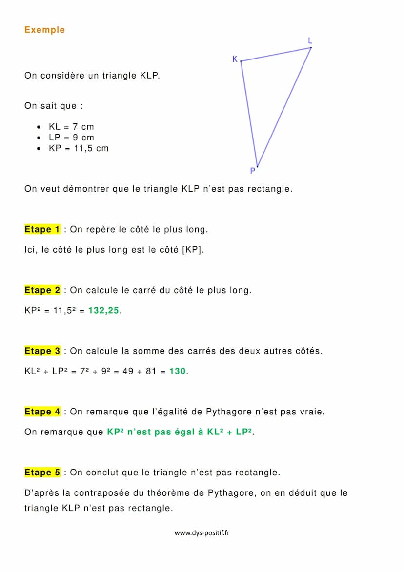 1- Démontrer qu'un triangle est rectangle
Réciproque du théorème de Pythagore
Si dans un triangle ABC on a l'égalité BC² = AB² + AC², alors 