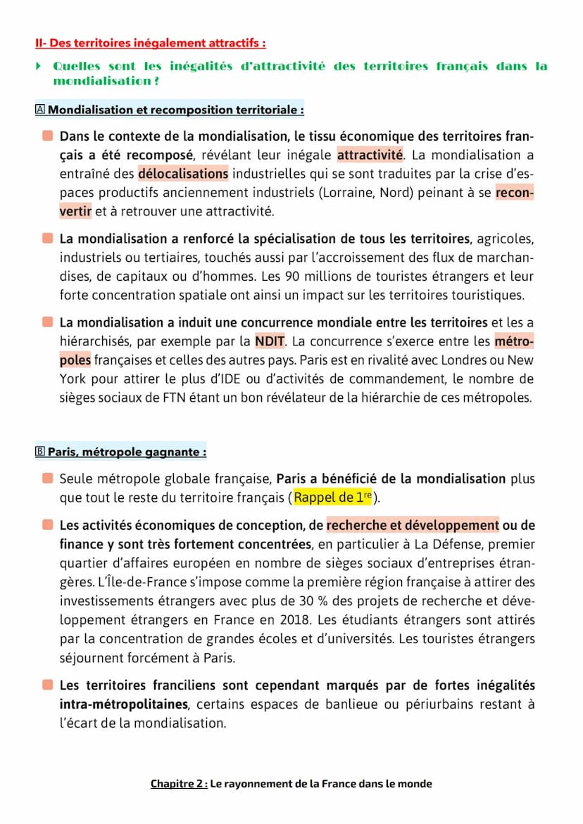 Chapitre 2 : Le rayonnement de la France dans le monde
L'ÉTUDE DE CAS-COURS MAGISTRAL
PARIS
En quoi Paris est une ville mondiale ?
Paris a t
