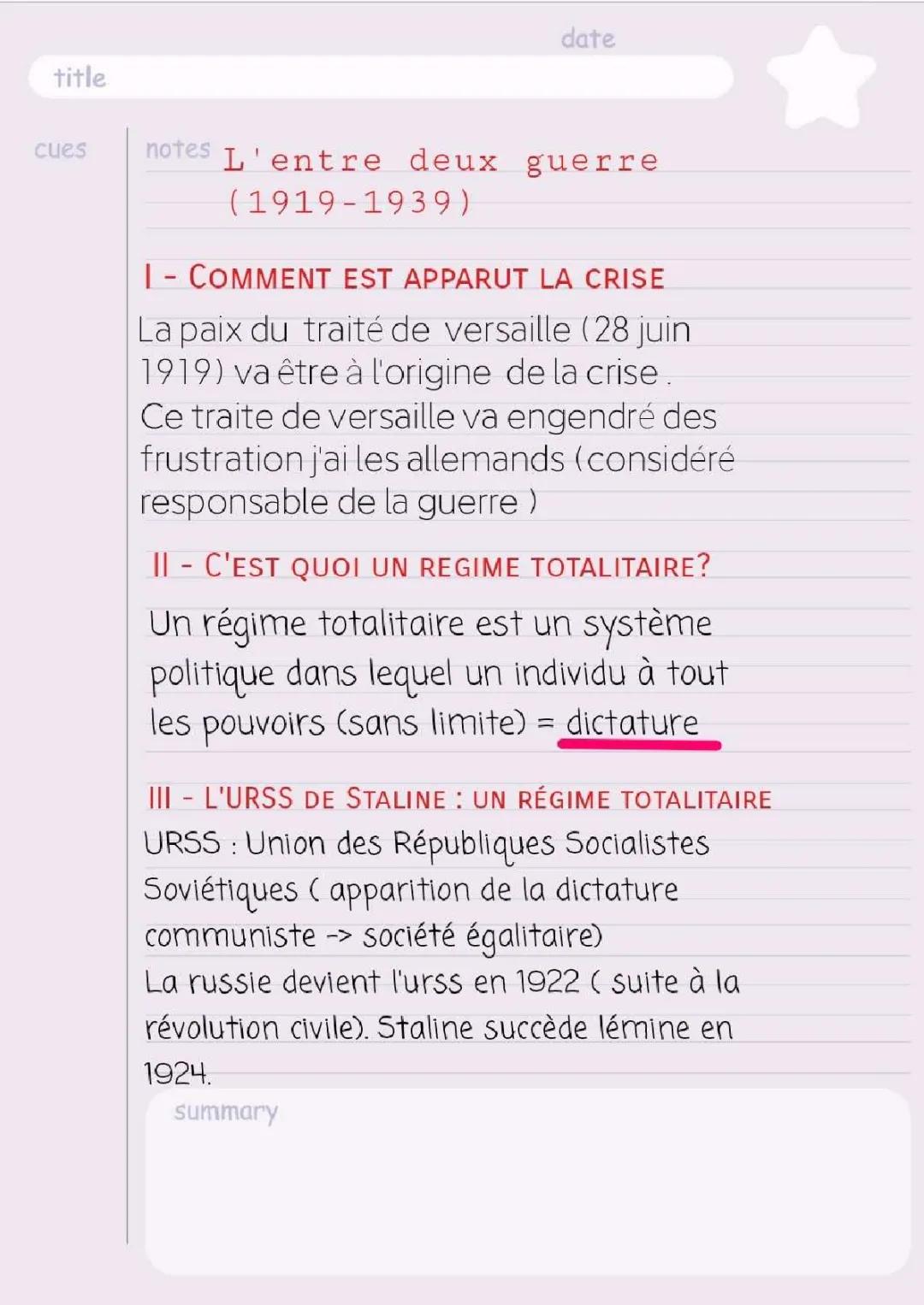 Comment la crise après le Traité de Versailles en 1919 a mené à la dictature de Staline et à la propagande nazie de Hitler en 1933