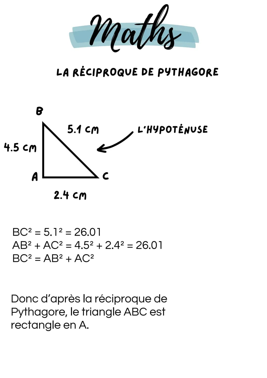 La réciproque de Pythagore