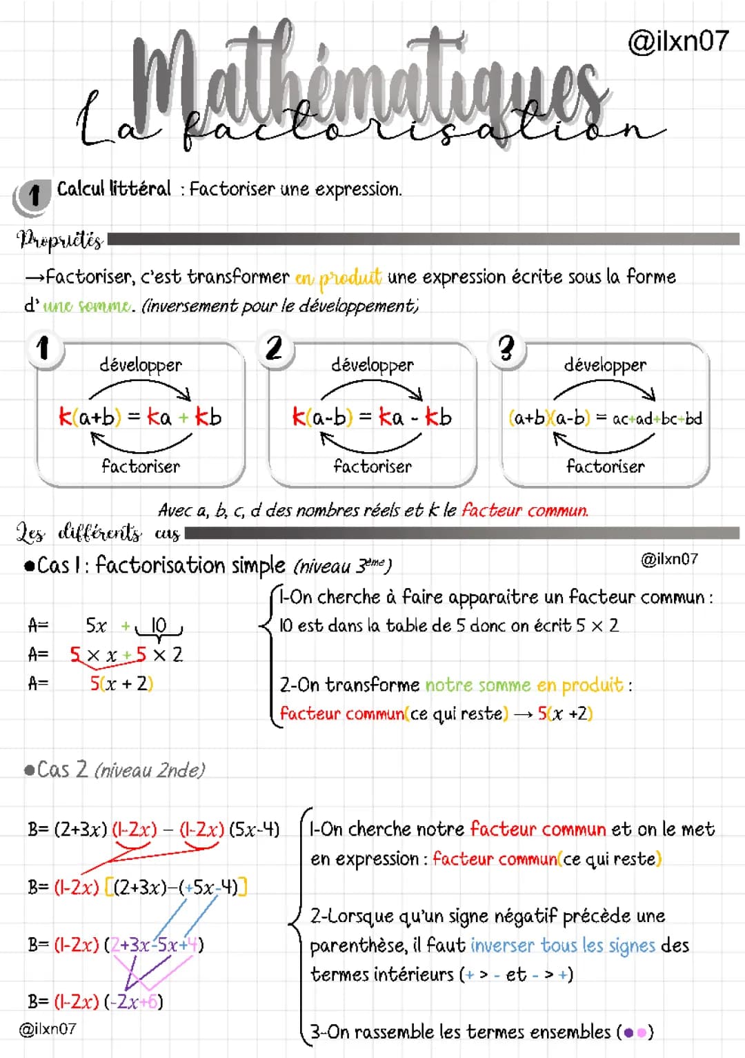 MATHEMATIQUES factorisation
