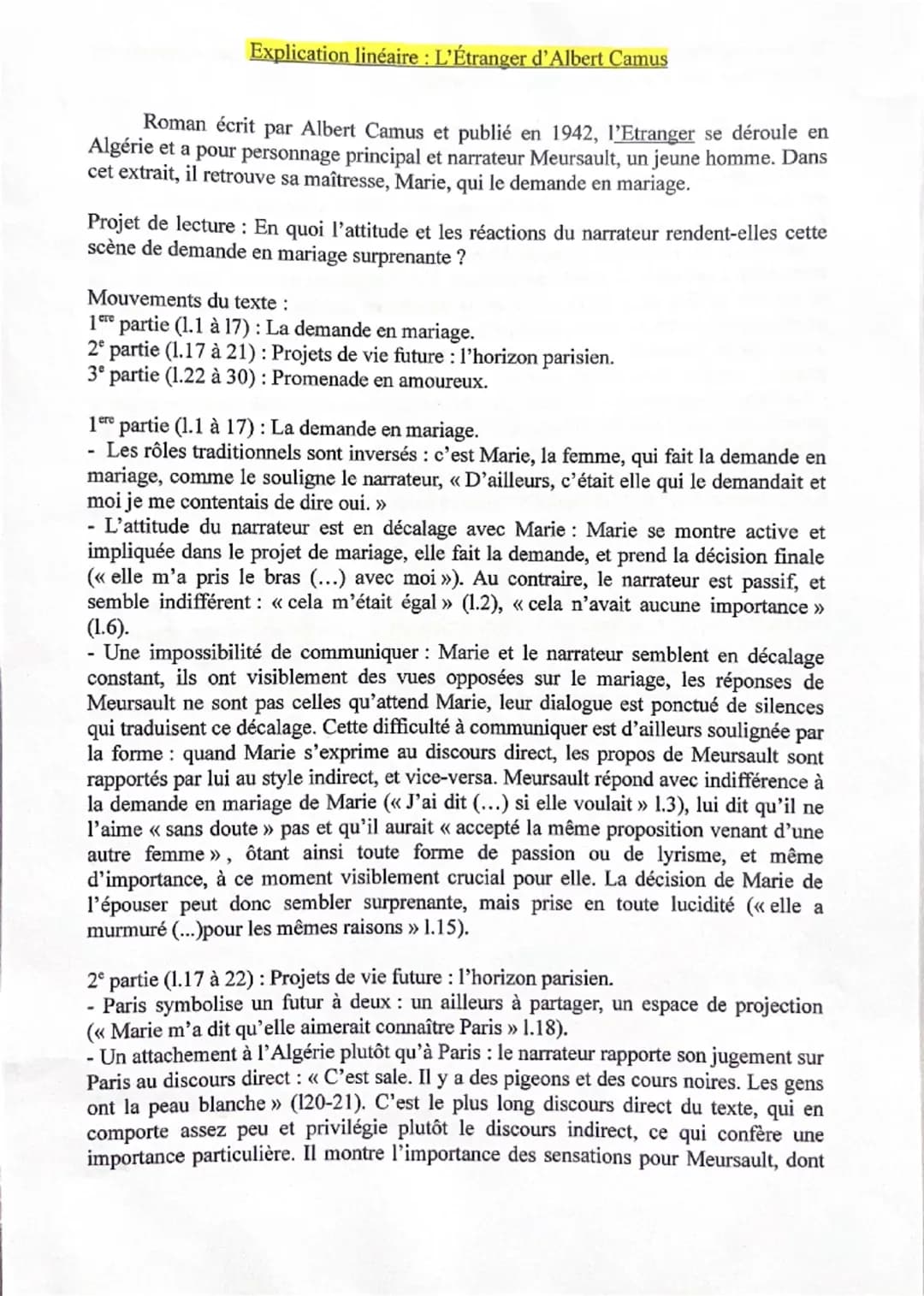 1. Le patron de
Meursault lui a
démandé s'il aimerait
être transféré à Paris.
2. Chez Céleste:
restaurant dans
lequel Meursault dine
réguliè