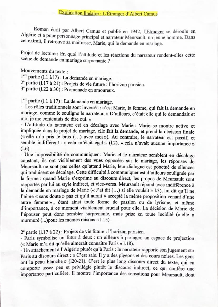 1. Le patron de
Meursault lui a
démandé s'il aimerait
être transféré à Paris.
2. Chez Céleste:
restaurant dans
lequel Meursault dine
réguliè