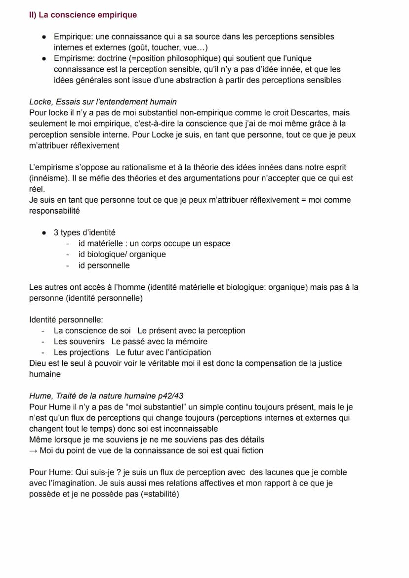Conscience et Inconscient
● Réflexive: Se dit de la conscience qui se prend elle même pour objet, retour de sa
pensée vers elle même
● Pensé