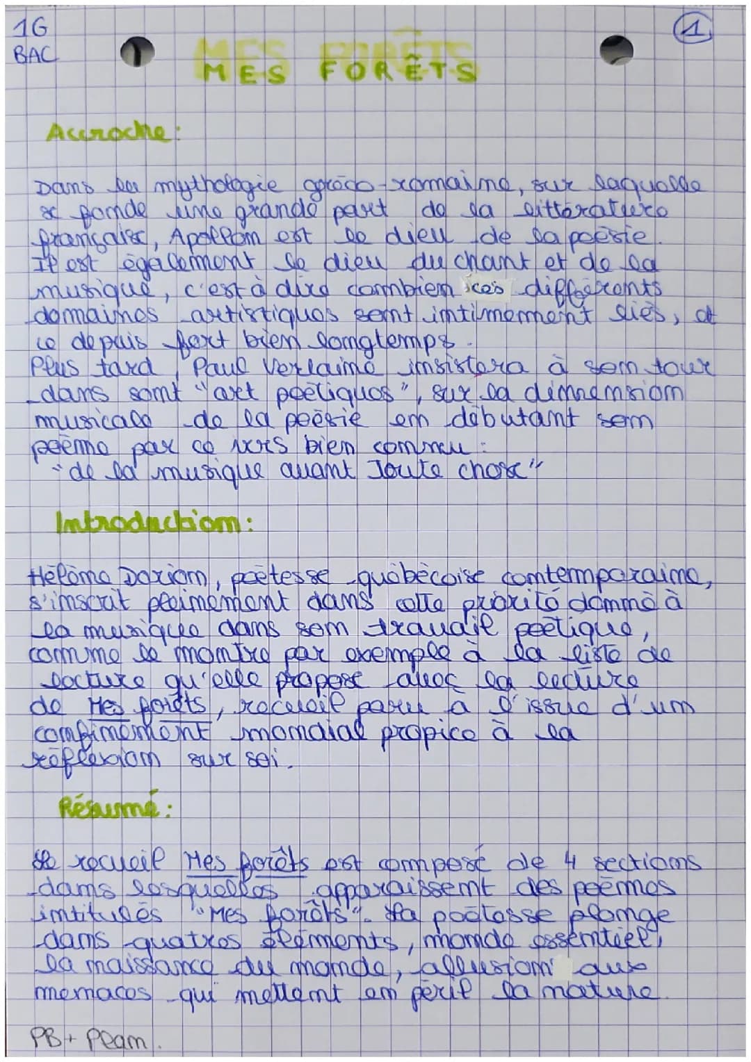 Citations Hélène Dorion, "Mes Forêts", BAC