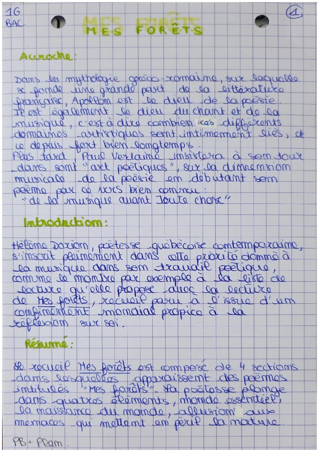 16
BAC
Accroche
MES FORETS
Dans le mythologie grādo-xomaine, sur laquelle
a fonde une grande part de la litterature
française, Apollon est l