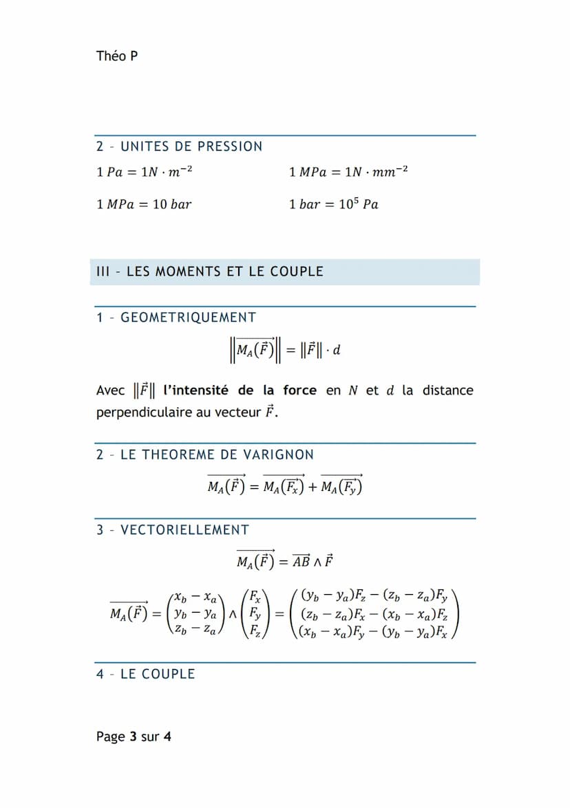 Théo P
M-SCIENCES INGENIEUR
MODELISATION DES ACTIONS MECANIQUES
I - LE VECTEUR
1 - DEFINITION D'UN VECTEUR
Un vecteur est défini par un poin
