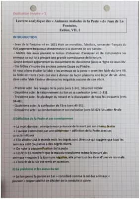 Know analyse littéraire sur la fable les animaux malade de la peste de Jean de la fontaine  thumbnail