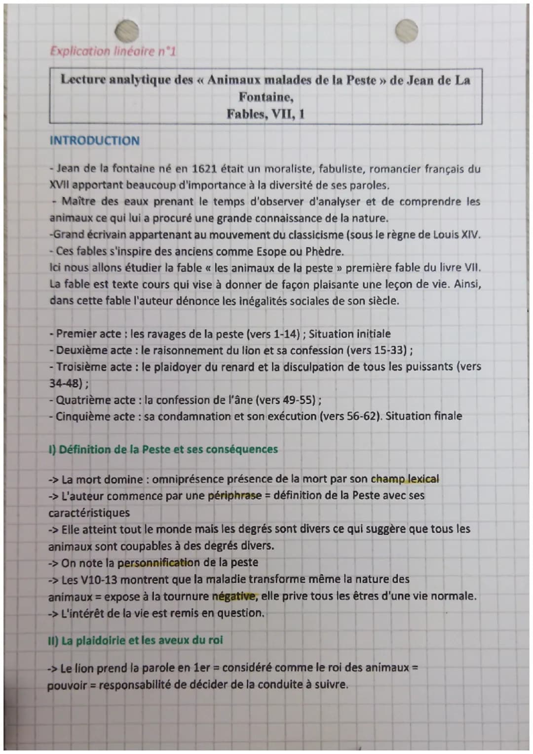 Explication linéaire n°1
Lecture analytique des « Animaux malades de la Peste » de Jean de La
Fontaine,
Fables, VII, 1
INTRODUCTION
- Jean d