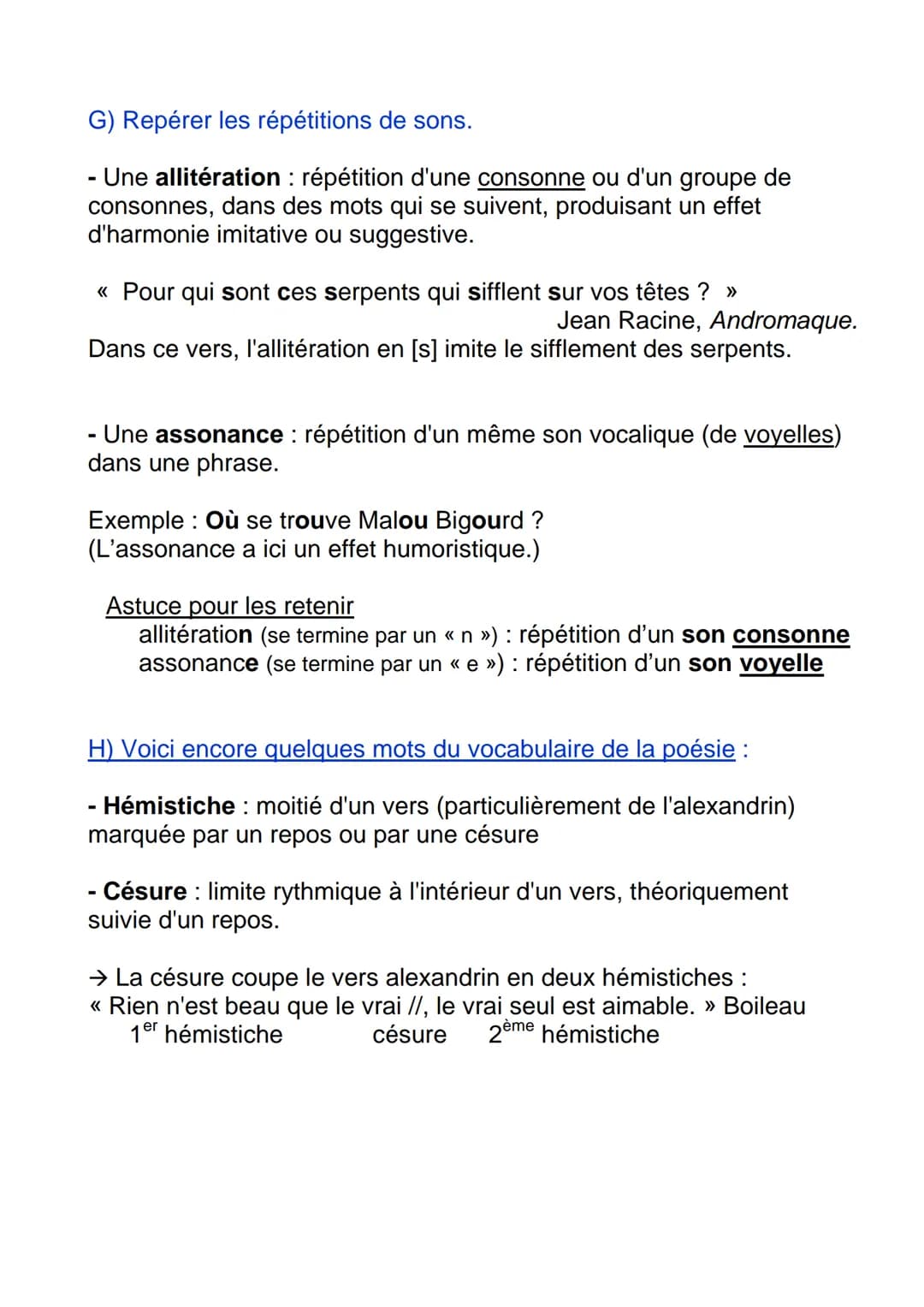 Dans un poème, on ne parle pas de « ligne », mais de << vers »>.
Quand on analyse un poème, il faut savoir :
A) Nommer les vers selon le nom