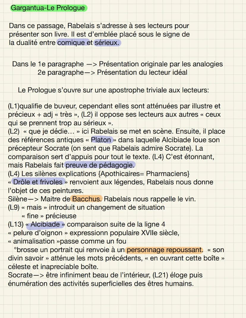 FEA
GARGANTUA- Rabelais
Littérature d'idées
2022-2023 Français --Gargantua -fiche de présentation
Auteur:
Rabelais François- Alcofribas Nasi