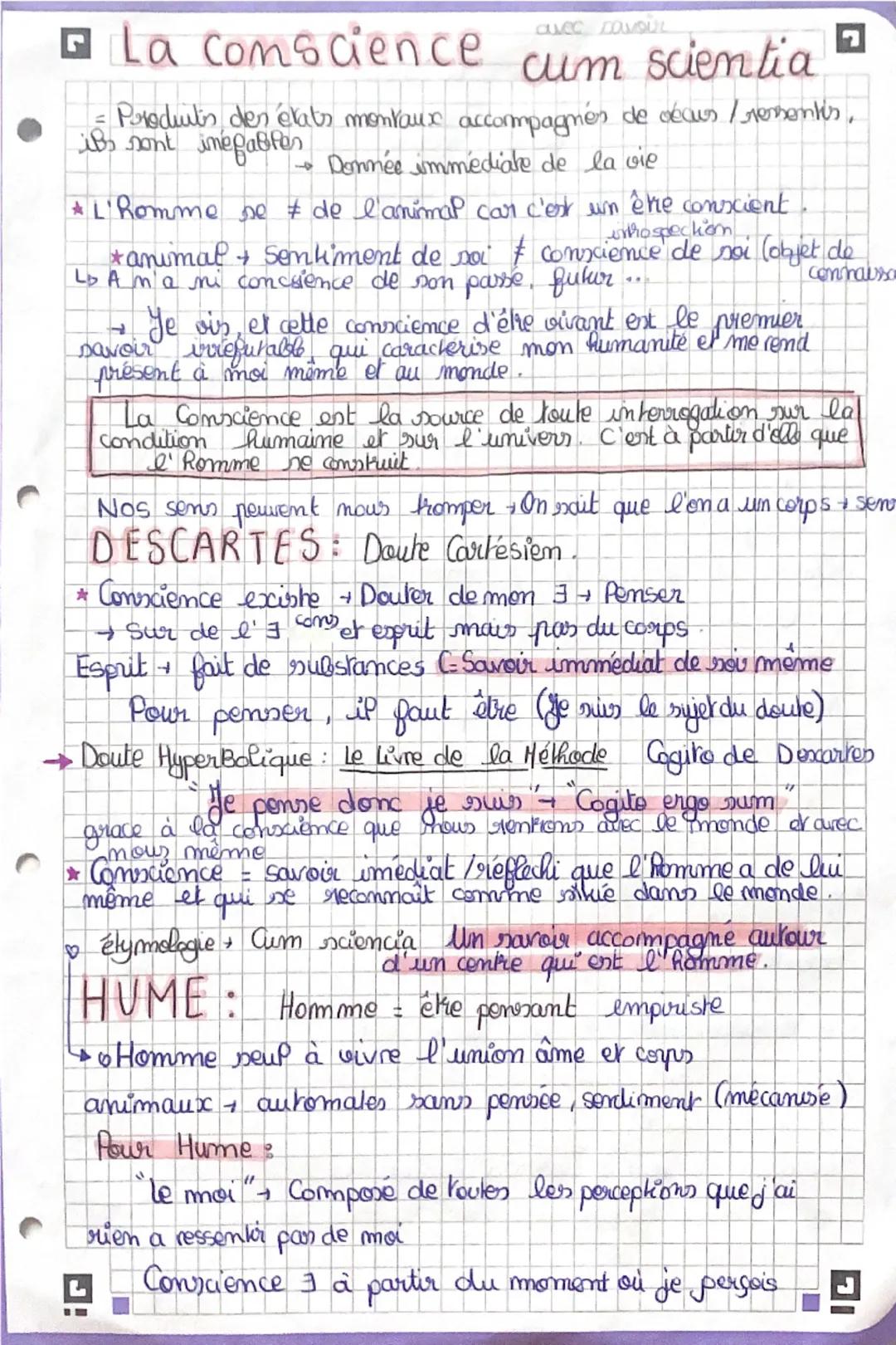 La conscience
CueC CONSUL
cum scientia
= Produits des états mentaux accompagnés de décus /sentiments,
ils sont inéffables
→ Donnée immédiate