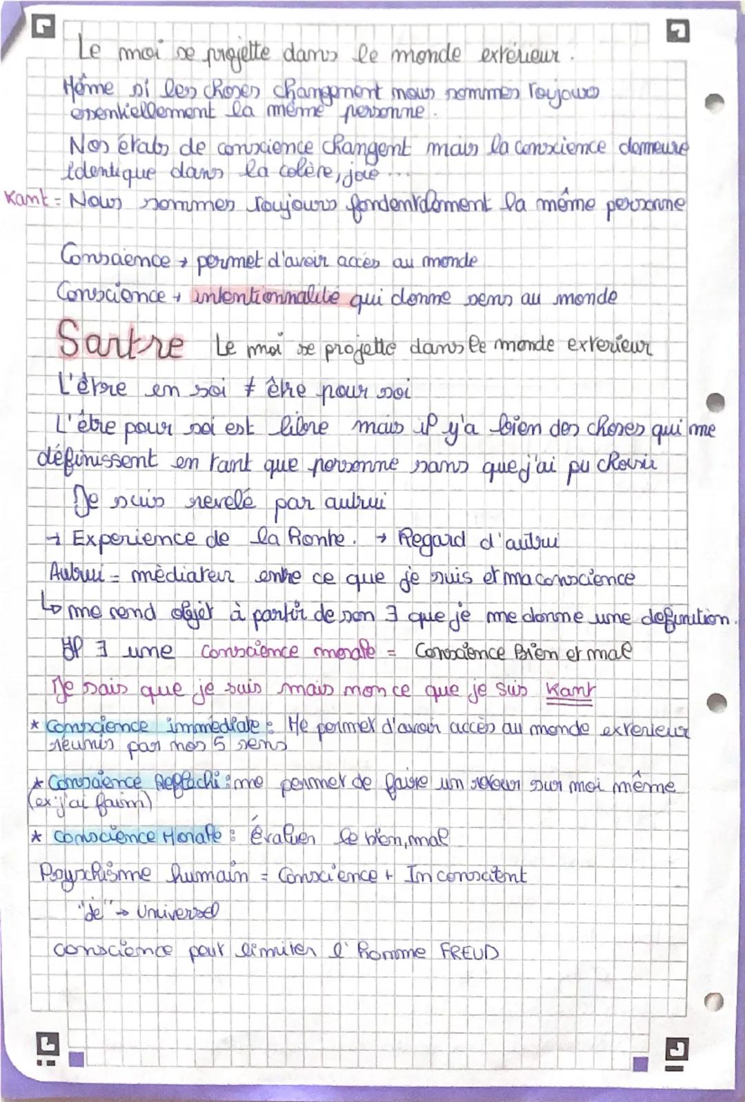 La conscience
CueC CONSUL
cum scientia
= Produits des états mentaux accompagnés de décus /sentiments,
ils sont inéffables
→ Donnée immédiate