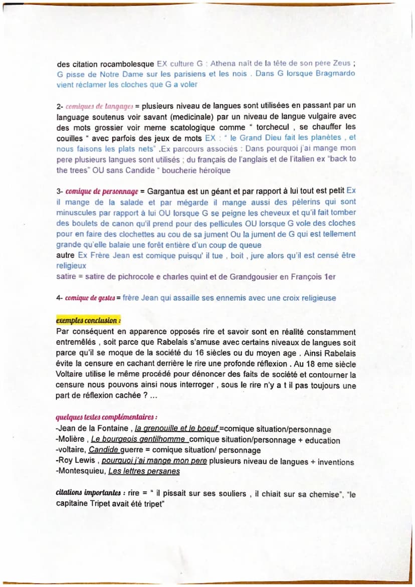 Bac dissertation : littérature d'idée
parcours : Rire et savoir,
oeuvre : Gargantua
auteur: François Rabelais - a fait des études ecclésiast