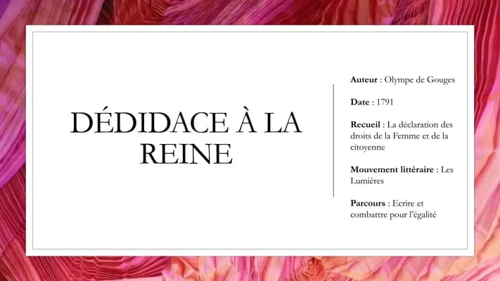Know analyse linéaire : "Dédicace à la reine" de Olympe de Gouges thumbnail