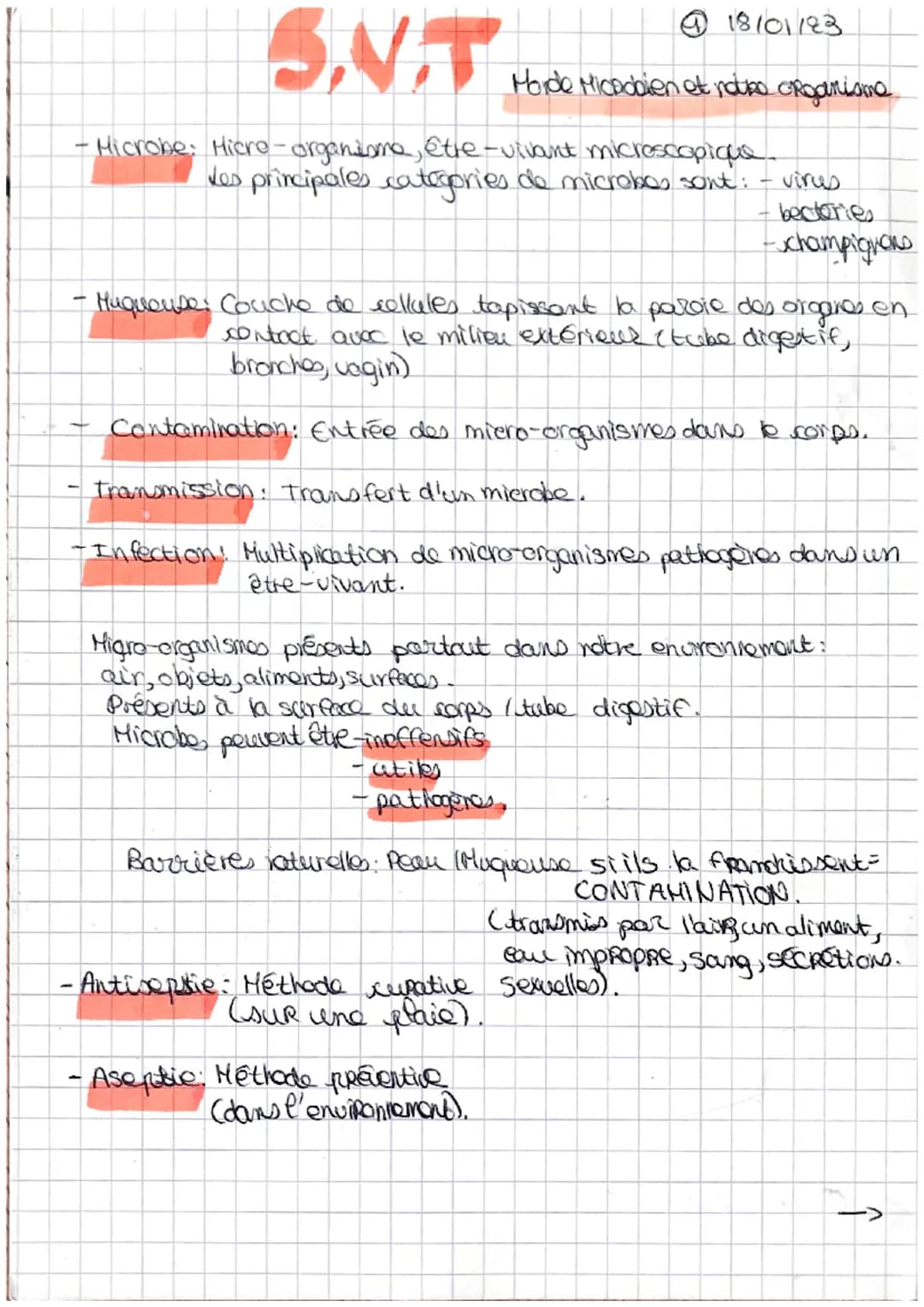 @18101123
S.N.T
Horde Micpobien et notre organisme
-Microbe: Hicre- organisme, être-vivant microscopique.
Les principales categories de micr