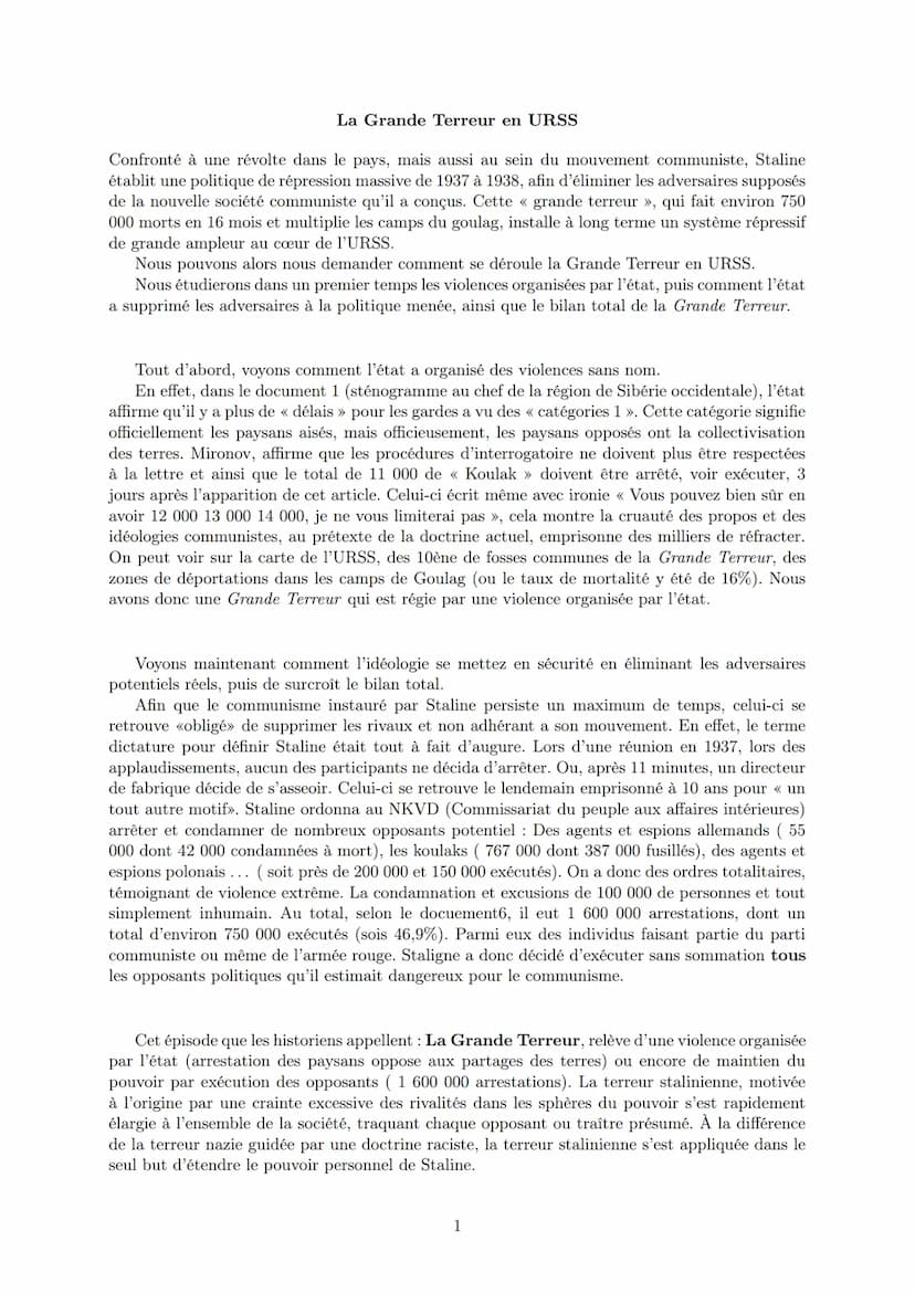 LYCEE GENERAL ET TECHNOLOGIQUE LA BRUYERE
1937-1938: la " Grande Terreur
7 mars 2022
en URSS
AFFICHARD-PIERRI Gaëtan : gaetan.affichard@gmai