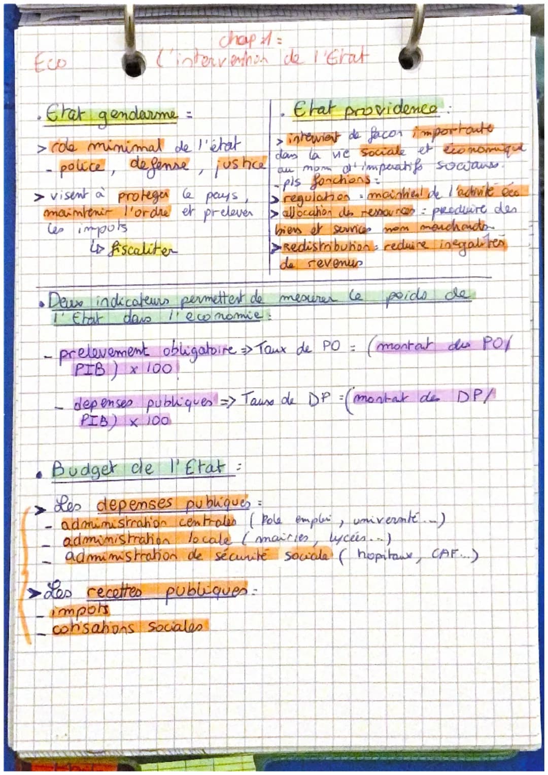 Eco
chap 11=
intervention de I 'Grat
Etat gendarme =
> cole minimal de l'état
-police, defense
T
jushae
> visent à proteger le pays
mainteni