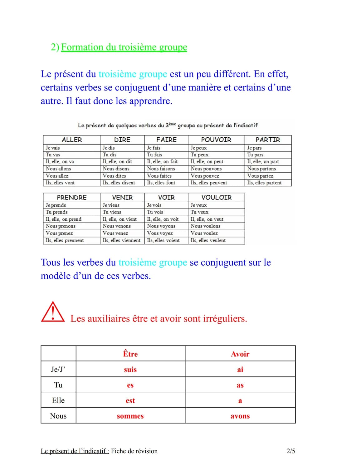 Le présent de l'indicatif permet d'exprimer une action qui se
déroule en ce moment même. C'est le temps qu'on utilise
dans la vie de tous le